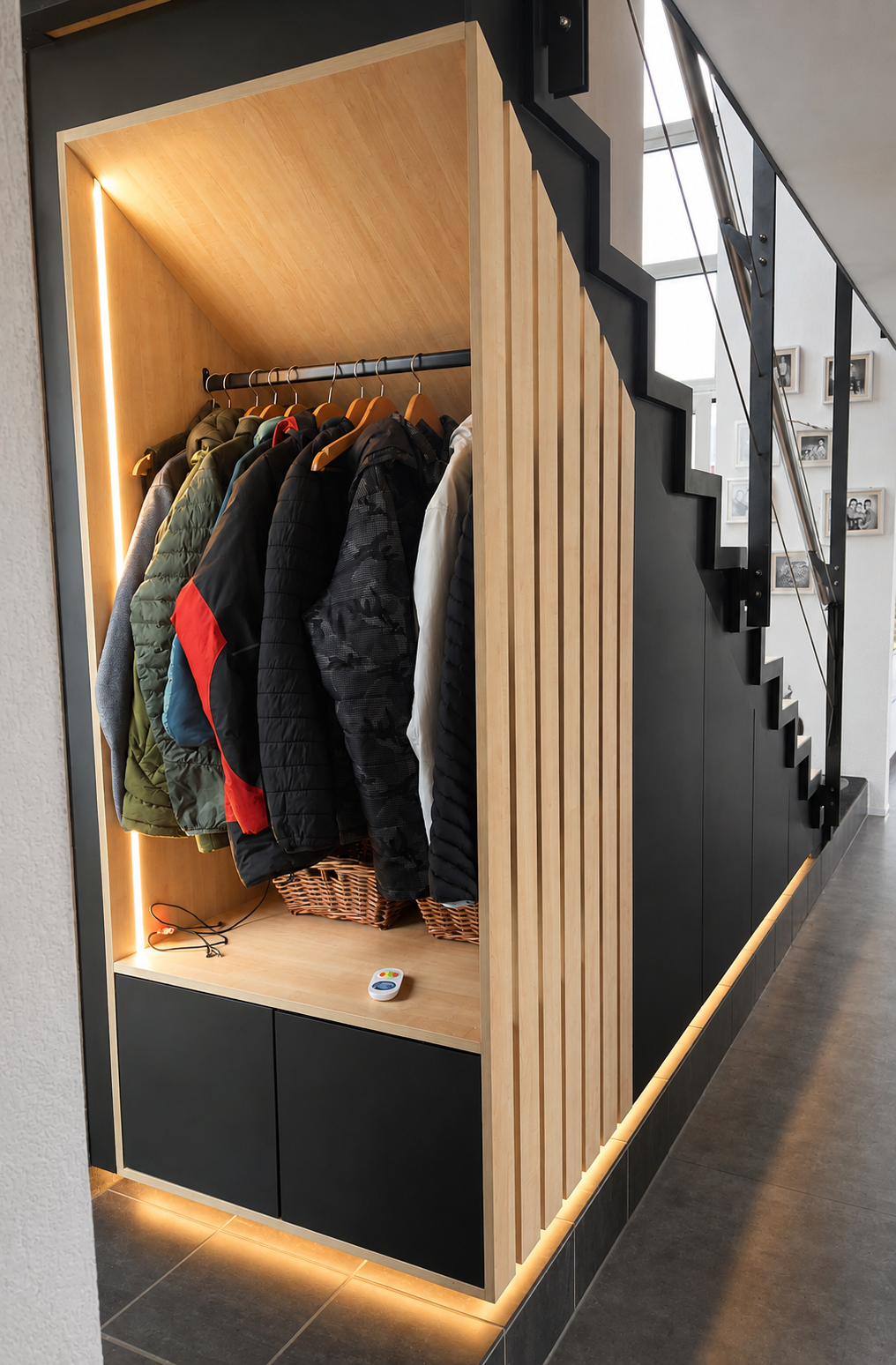 Vestiaire sous escalier
